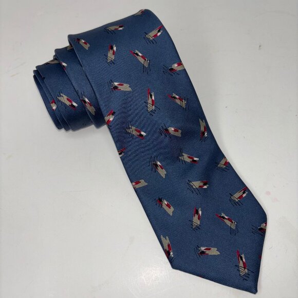 Vintage Givenchy Monsieur Neck Tie 100% Silk Italy Men's Blue Abstract Design - Picture 1 of 7